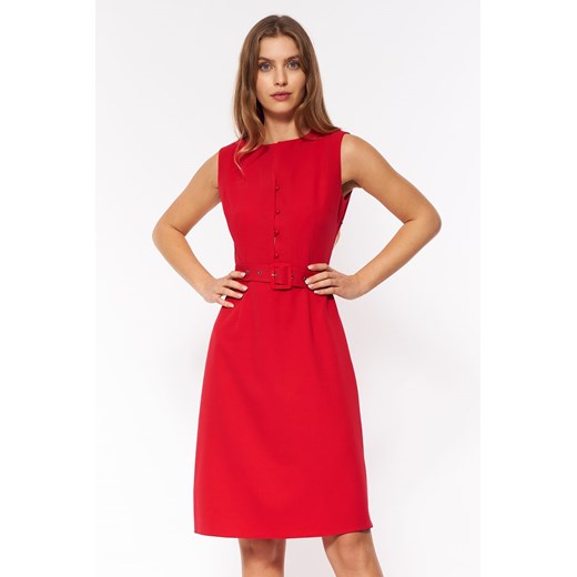 Czerwona elegancka sukienka bez rękawów S200 Red (44) Nife 44 DobraKiecka