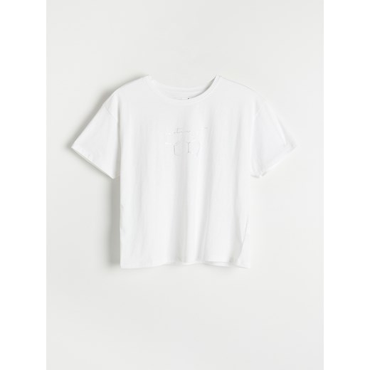 Reserved - T-shirt z nadrukiem - Biały Reserved XL Reserved
