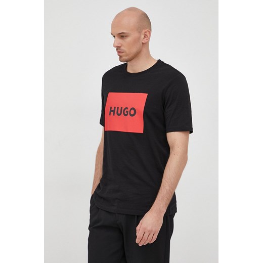 HUGO t-shirt bawełniany kolor czarny z nadrukiem XXL ANSWEAR.com