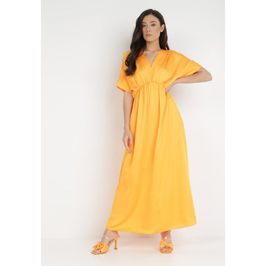 Pomarańczowa Sukienka Satynowa Alemyllis ze sklepu Born2be Odzież w kategorii Sukienki - zdjęcie 139189770