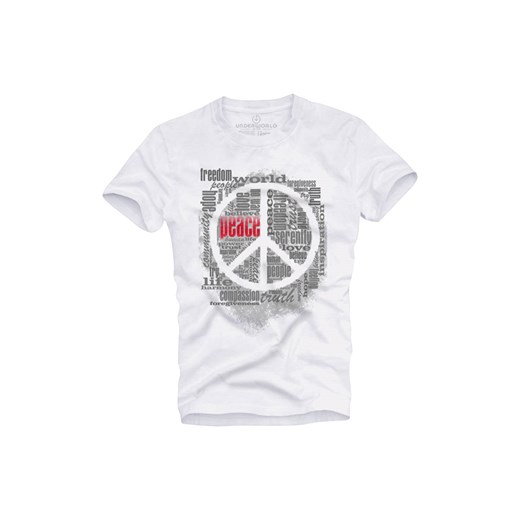 T-shirt męski UNDERWORLD Peace biały ze sklepu morillo w kategorii T-shirty męskie - zdjęcie 139198373