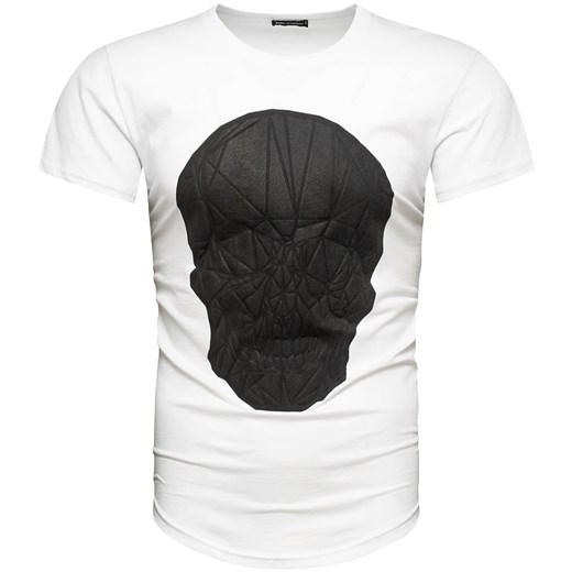 Koszulka męska z nadrukiem 3D biała Recea Recea XL wyprzedaż Recea.pl