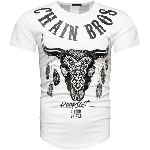Koszulka męska z nadrukiem biała Recea ze sklepu Recea.pl w kategorii T-shirty męskie - zdjęcie 139244743