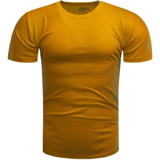 Koszulka męska t-shirt gładki musztardowy Recea ze sklepu Recea.pl w kategorii T-shirty męskie - zdjęcie 139244971