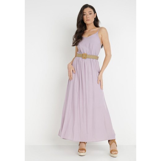 Fioletowa Sukienka z Paskiem Chrysaleia ze sklepu Born2be Odzież w kategorii Sukienki - zdjęcie 139245332