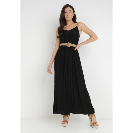 Czarna Sukienka z Paskiem Chrysaleia ze sklepu Born2be Odzież w kategorii Sukienki - zdjęcie 139245344