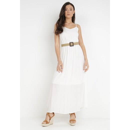 Biała Sukienka z Paskiem Chrysaleia ze sklepu Born2be Odzież w kategorii Sukienki - zdjęcie 139245362