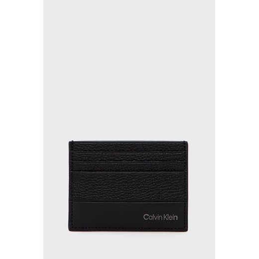 Calvin Klein etui na karty skórzane męski kolor czarny ze sklepu ANSWEAR.com w kategorii Portfele męskie - zdjęcie 139256662