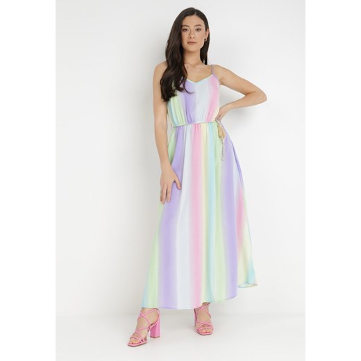 Fioletowo-Zielona Sukienka Phinatea ze sklepu Born2be Odzież w kategorii Sukienki - zdjęcie 139261574