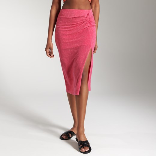 Sinsay - Spódnica midi z rozcięciem - Różowy Sinsay XXS Sinsay