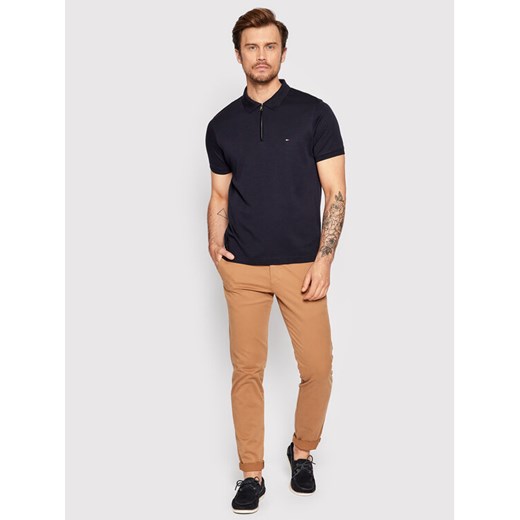 Tommy Hilfiger Polo Zip Interlock MW0MW23956 Granatowy Slim Fit Tommy Hilfiger XXL MODIVO