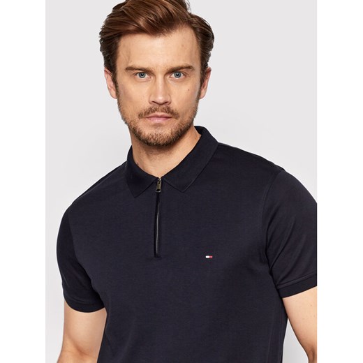 Tommy Hilfiger Polo Zip Interlock MW0MW23956 Granatowy Slim Fit Tommy Hilfiger M MODIVO