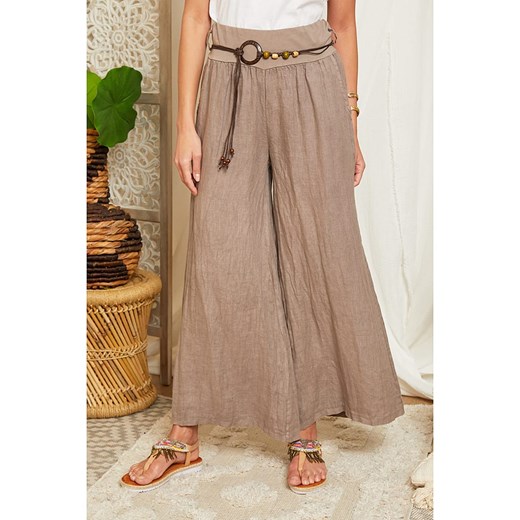 Lniane spodnie w kolorze szarobrązowym Lin Passion 36/38 wyprzedaż Limango Polska