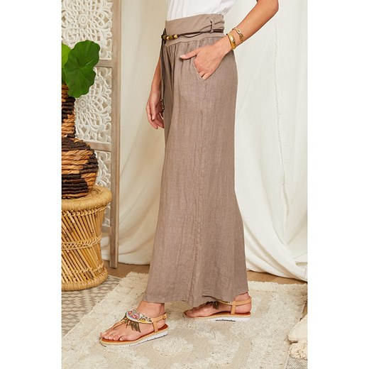 Lniane spodnie w kolorze szarobrązowym Lin Passion 34/36 wyprzedaż Limango Polska