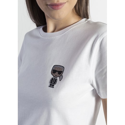 Koszulka damska biała Karl Lagerfeld Ikonik Mini Rhinestone Karl Lagerfeld L Sneaker Peeker