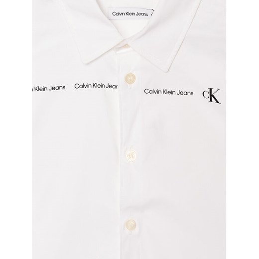 Calvin Klein Jeans Koszula Mini Logo Repeat IB0IB01192 Biały Regular Fit 14Y MODIVO