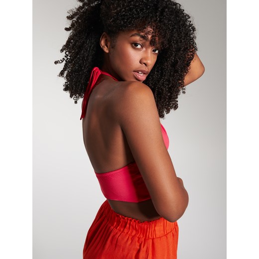 Różowa bluzka damska Sinsay z okrągłym dekoltem 