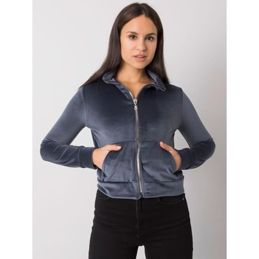 RUE PARIS Ciemnoszara welurowa bluza rozpinana Charley RUE PARIS L-XL Mall