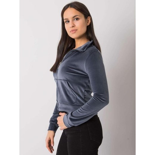 RUE PARIS Ciemnoszara welurowa bluza rozpinana Charley RUE PARIS L-XL Mall