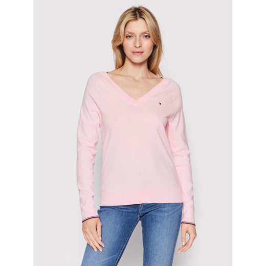 Tommy Hilfiger Sweter WW0WW29875 Różowy Slim Fit Tommy Hilfiger M MODIVO