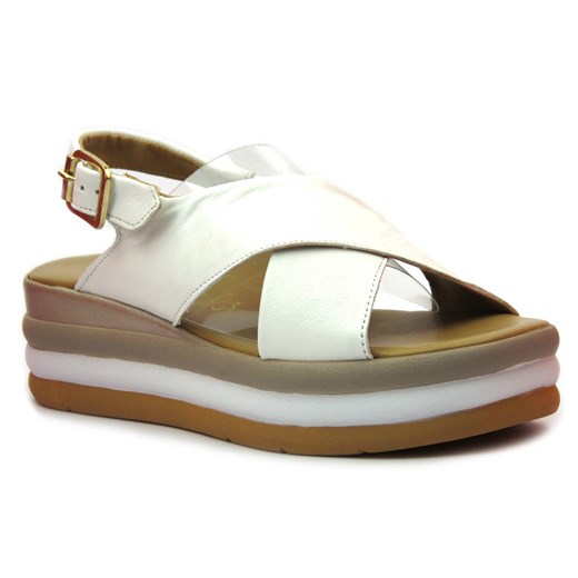 Białe sandały damskie na platformie - MARCO TOZZI 28354 Marco Tozzi 40 ulubioneobuwie