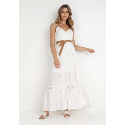 Biała Sukienka z Paskiem Maerea ze sklepu Born2be Odzież w kategorii Sukienki - zdjęcie 139404723