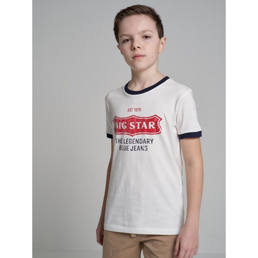 Koszulka chłopięca z nadrukiem biała Ilin 100 ze sklepu Big Star w kategorii T-shirty chłopięce - zdjęcie 139406371