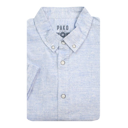 Koszula Męska, Błękitna, Melanżowa Bawełniana, Casualowa, Krótki Rękaw -PAKO Pako Jeans XXL JegoSzafa.pl