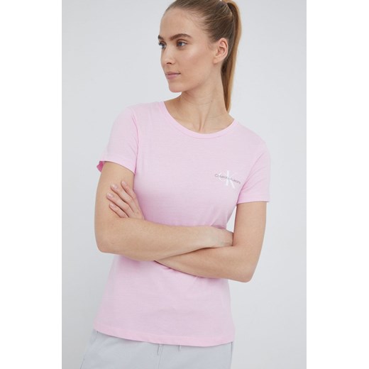 Calvin Klein Jeans t-shirt bawełniany (2-pack) J20J219734 kolor różowy ze sklepu ANSWEAR.com w kategorii Bluzki damskie - zdjęcie 139427001