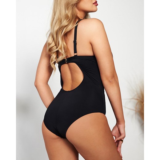 Czarny kostium kąpielowy jednoczęściowy z marszczeniem PLUS SIZE - Bielizna Royalfashion.pl 3XL-46 royalfashion.pl