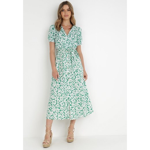 Zielona Sukienka z Bawełny Delereia ze sklepu Born2be Odzież w kategorii Sukienki - zdjęcie 139454191