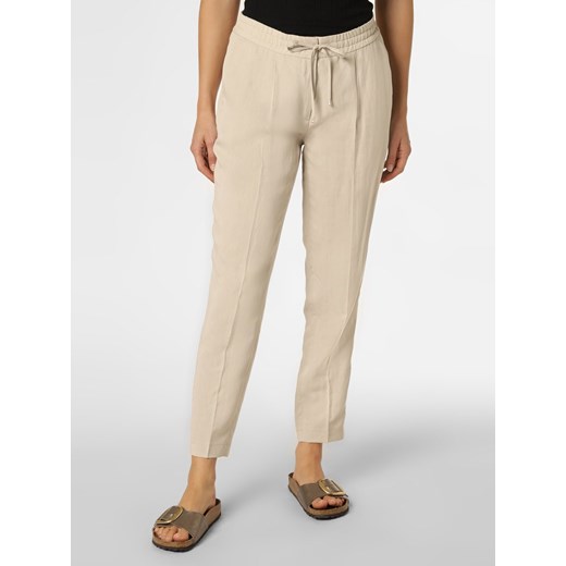 Cambio Spodnie z dodatkiem lnu Kobiety Sztuczne włókno piaskowy jednolity ze sklepu vangraaf w kategorii Spodnie damskie - zdjęcie 139500813