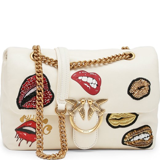 Pinko Skórzana listonoszka LOVE CLASSIC PUFF RED LIPS Pinko Uniwersalny Gomez Fashion Store