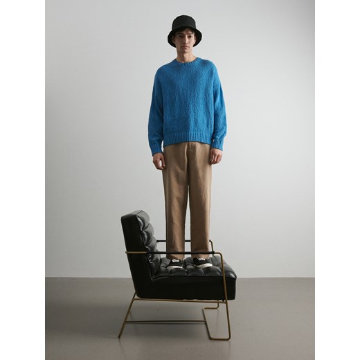 Reserved - PREMIUM Sweter ze strukturalnej dzianiny - Niebieski Reserved L Reserved
