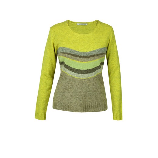 Sweter wełniany żółto-szary semper zielony ciepłe
