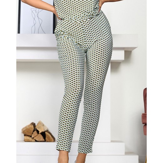 Wzorzysty damski komplet bluzka i spodnie w kolorze zielonym- Odzież Royalfashion.pl L/XL - 41 royalfashion.pl
