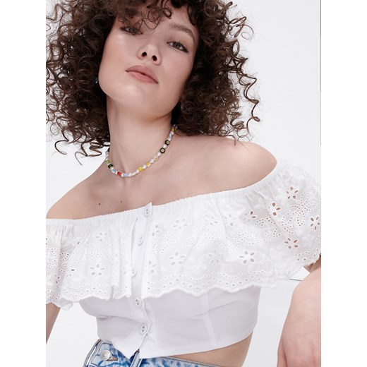 Cropp - Biały crop top - Biały Cropp M Cropp