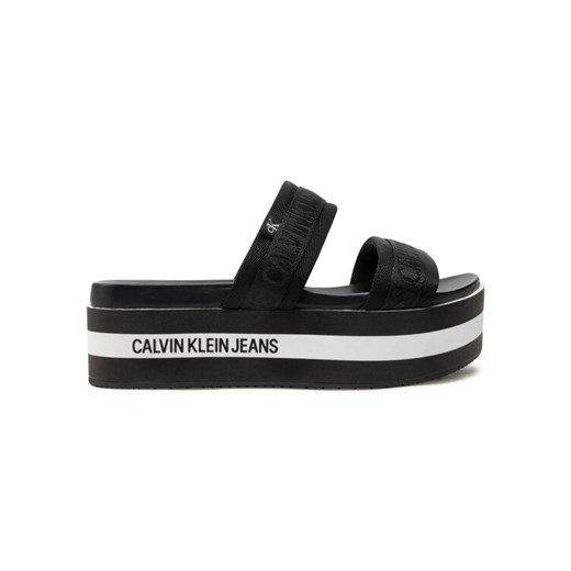 Calvin Klein Jeans Klapki Wedge Pf Sandal Twostraps Pes YW0YW00029 Czarny 36 wyprzedaż MODIVO