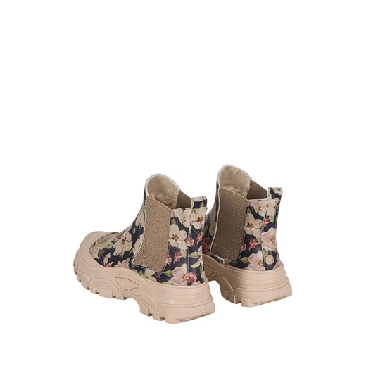 Skórzane sztyblety w kolorze beżowo-granatowym ze wzorem Streetfly 40 wyprzedaż Limango Polska