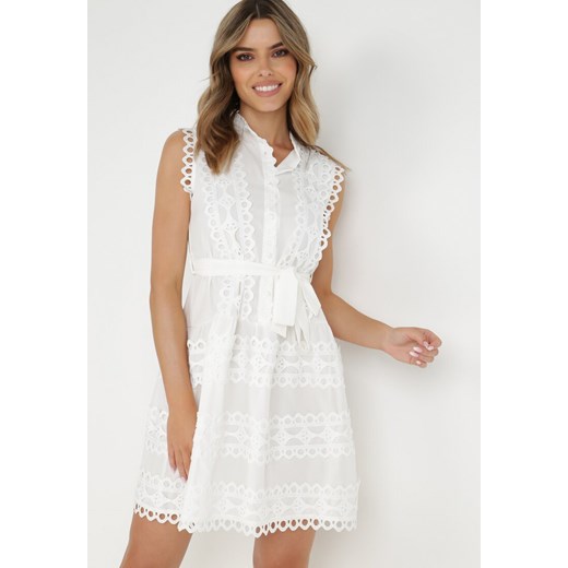 Biała Sukienka Lastharpia ze sklepu Born2be Odzież w kategorii Sukienki - zdjęcie 139595233