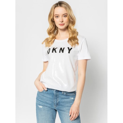 DKNY T-Shirt P9DH2CN2 Biały Regular Fit XL promocyjna cena MODIVO