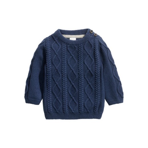 Sweter w warkocz h-m granatowy gładkie