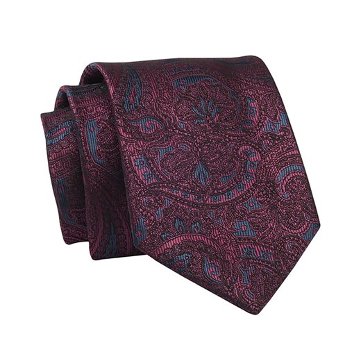 Krawat Bordowy, Wzór Orientalny, 7 cm, Elegancki, Klasyczny, Męski -ALTIES KRALTS0652 ze sklepu JegoSzafa.pl w kategorii Krawaty - zdjęcie 139676143