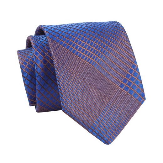 Krawat Chabrowo-Pomarańczowy, Wzór Geometryczny, 7 cm, Elegancki, Klasyczny, Męski -ALTIES KRALTS0669 ze sklepu JegoSzafa.pl w kategorii Krawaty - zdjęcie 139676153