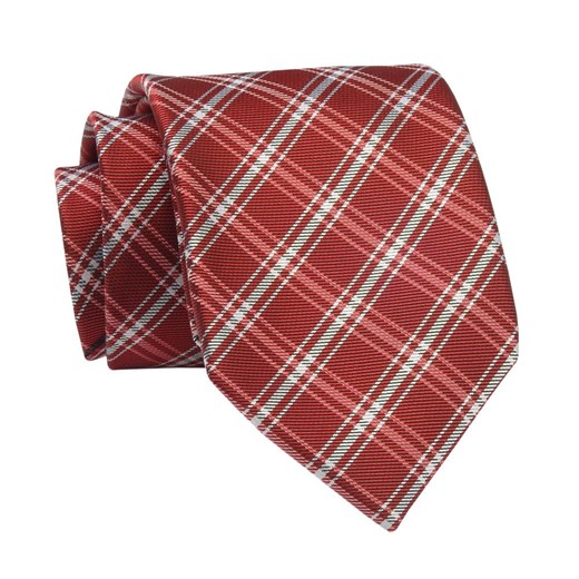 Krawat Czerwony w Kratkę, Elegancki, 7cm, Klasyczny, Męski -ALTIES KRALTS0606 ze sklepu JegoSzafa.pl w kategorii Krawaty - zdjęcie 139676171