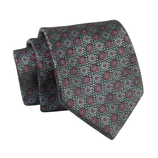 Krawat Grafitowo-Bordowy, Wzór Geometryczny, 7 cm, Elegancki, Klasyczny, Męski -ALTIES KRALTS0665 ze sklepu JegoSzafa.pl w kategorii Krawaty - zdjęcie 139676181