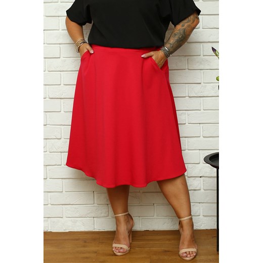 Spódnica rozkloszowana BASIA gumka w pasie malinowa Karko Plus Size karko.pl