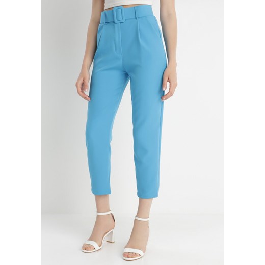 Niebieskie Spodnie z Paskiem Ioleina ze sklepu Born2be Odzież w kategorii Spodnie damskie - zdjęcie 139679843