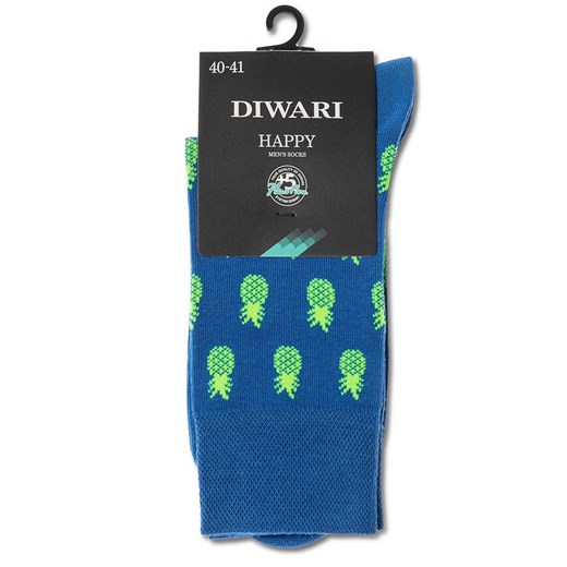 Happy skarpetki męskie w ananasy, Kolor niebieski-wzór, Rozmiar 40-41, Conte ze sklepu Intymna w kategorii Skarpetki męskie - zdjęcie 139685834