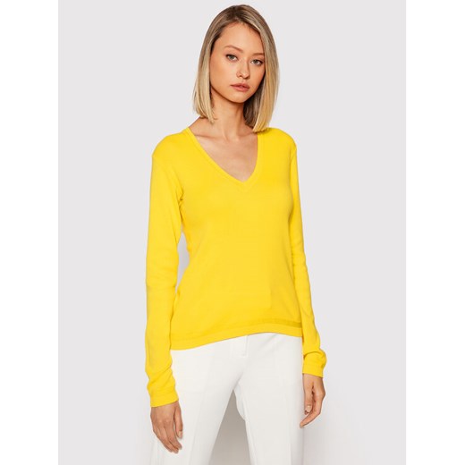 United Colors Of Benetton Sweter 1091D4625 Żółty Slim Fit United Colors Of Benetton S wyprzedaż MODIVO